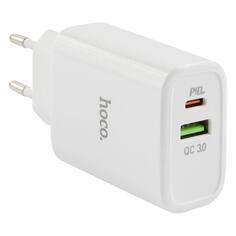 Сетевое зарядное устройство Hoco C57A, USB+Type-C, PD + QC 3.0, белое (08625) C57A, USB+Type-C, PD + QC 3.0, белое (08625)