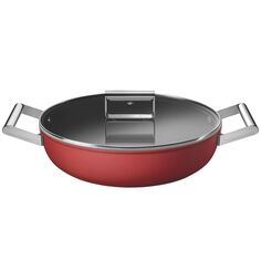 Сковорода с крышкой Smeg 28 см, красная (CKFD2811RDM) 28 см, красная (CKFD2811RDM)