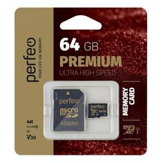 Карта памяти Perfeo microSDXC 64GB High-Capacity Class 10 UHS-3 V30 + адаптер (PF64GMCSX10V30A) microSDXC 64GB High-Capacity Class 10 UHS-3 V30 + адаптер (PF64GMCSX10V30A)