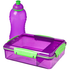 Контейнер с разделителем и бутылка для воды Sistema Lunch Pack, 975 мл Violet (41575) Lunch Pack, 975 мл Violet (41575)