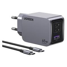 Сетевое зарядное устройство uGreen X755 Nexode Pro 65W 3-Port GaN Fast Charger EU с кабелем 100W, 1 м Grey (25871) X755 Nexode Pro 65W 3-Port GaN Fast Charger EU с кабелем 100W, 1 м Grey (25871)