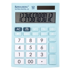 Калькулятор Brauberg Ultra Pastel-12-LB, настольный, 192x143 мм, 12 разрядов, двойное питание, голубой (250502) Ultra Pastel-12-LB, настольный, 192x143 мм, 12 разрядов, двойное питание, голубой (250502)
