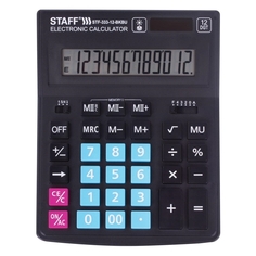 Калькулятор Staff Plus STF-333-BKBU, настольный, 200x154 мм 12 разрядов, черный/синий (250461) Plus STF-333-BKBU, настольный, 200x154 мм 12 разрядов, черный/синий (250461)