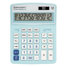 Калькулятор Brauberg Extra Pastel-12-LB, настольный, 206x155 мм, 12 разрядов, двойное питание, голубой (250486) Extra Pastel-12-LB, настольный, 206x155 мм, 12 разрядов, двойное питание, голубой (250486)