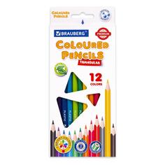Карандаши цветные Brauberg Premium, пластиковые, трехгранные, грифель мягкий 3 мм, 12 цветов (181661) Premium, пластиковые, трехгранные, грифель мягкий 3 мм, 12 цветов (181661)