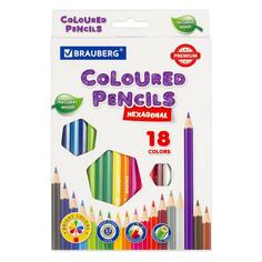 Карандаши цветные Brauberg Premium, шестигранные, грифель мягкий 3,3 мм, 18 цветов (181657) Premium, шестигранные, грифель мягкий 3,3 мм, 18 цветов (181657)
