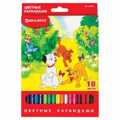 Карандаши цветные Brauberg My Lovely Dogs, заточенные, 18 цветов (180546) My Lovely Dogs, заточенные, 18 цветов (180546)