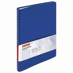 Тетрадь Brauberg Office Pro, В5, под кожу, гребень, клетка, 80 листов, синяя (111048) Office Pro, В5, под кожу, гребень, клетка, 80 листов, синяя (111048)