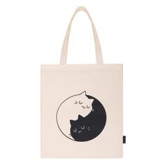 Сумка-шоппер Brauberg Premium Yin Yang, канвас, на кнопке, карман, 40х35 см, бежевая (271901) Premium Yin Yang, канвас, на кнопке, карман, 40х35 см, бежевая (271901)