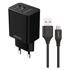 Сетевое зарядное устройство Pero TC02 Combo, 2хUSB/Micro USB, 2.1A c кабелем Black (ТС02BL2AM) TC02 Combo, 2хUSB/Micro USB, 2.1A c кабелем Black (ТС02BL2AM)