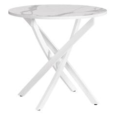 Обеденный стол Tetchair Manzana, ЛДСП/HPL/металл, 80х75 см, мрамор светлый/белый (20620) Manzana, ЛДСП/HPL/металл, 80х75 см, мрамор светлый/белый (20620)