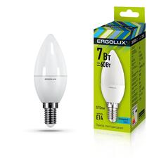 Светодиодные лампы Ergolux "Свеча" 7Вт E14 3000K 172-265В, 10 шт (LED-C35-7W-E14-3K) "Свеча" 7Вт E14 3000K 172-265В, 10 шт (LED-C35-7W-E14-3K)