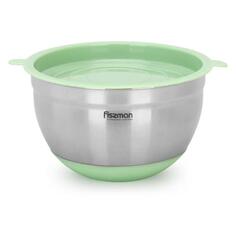 Миска с крышкой FISSMAN 1,5 л, 16x10 см, нержавеющая сталь/зеленый чай (5114) 1,5 л, 16x10 см, нержавеющая сталь/зеленый чай (5114)