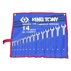 Набор комбинированных ключей King Tony 8-24 мм, чехол из теторона, 14 предметов (1215MRN01) 8-24 мм, чехол из теторона, 14 предметов (1215MRN01)