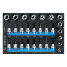 Набор торцевых насадок и головок King Tony 1/2", 3/8", Torx, Hex, Е6-Е20, ложемент, 28 предметов (9-7128PRV) 1/2", 3/8", Torx, Hex, Е6-Е20, ложемент, 28 предметов (9-7128PRV)