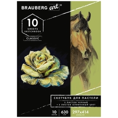 Альбом для пастели Brauberg ART, 10 листов, 630 г/м2, 297x414 мм, черный/оливковый (105924) ART, 10 листов, 630 г/м2, 297x414 мм, черный/оливковый (105924)