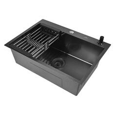 Мойка кухонная Wisent нержавеющая сталь с PVD покрытием, 70х50 см, с раздвижным коландером и дозатором (WS37050B/W302644B/W405B/WGER010) нержавеющая сталь с PVD покрытием, 70х50 см, с раздвижным коландером и дозатором (WS37050B/W302644B/W405B/WGER010)