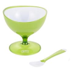 Креманка Gipfel Lumino, 10х10 см, с ложкой, пластик, зеленая (9479) Lumino, 10х10 см, с ложкой, пластик, зеленая (9479)