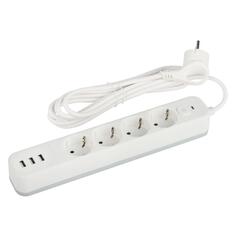 Сетевой фильтр ЭРА с заземлением, выключателем, 4 розетки + 3xUSB-A, 3,1 A, 10 А, 1,5 м (USF-4es-1,5m-3xUSBA-W) с заземлением, выключателем, 4 розетки + 3xUSB-A, 3,1 A, 10 А, 1,5 м (USF-4es-1,5m-3xUSBA-W)