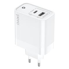 Сетевое зарядное устройство Pero ТС12W, USB-A QC3.0 + USB-C PD, 48W White ТС12W, USB-A QC3.0 + USB-C PD, 48W White