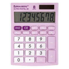 Калькулятор Brauberg Ultra Pastel-08-PR, настольный, компактный, 154x115 мм, 8 разрядов, двойное питание, сиреневый (250516) Ultra Pastel-08-PR, настольный, компактный, 154x115 мм, 8 разрядов, двойное питание, сиреневый (250516)