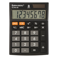 Калькулятор Brauberg Ultra-08-BK, настольный, компактный, 154x115 мм, 8 разрядов, двойное питание, черный (250507) Ultra-08-BK, настольный, компактный, 154x115 мм, 8 разрядов, двойное питание, черный (250507)