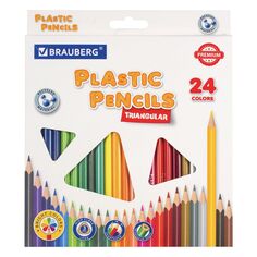 Карандаши цветные Brauberg Premium, трехгранные мягкие, 24 цвета (880544) Premium, трехгранные мягкие, 24 цвета (880544)