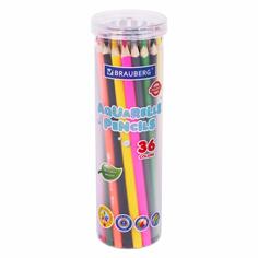 Карандаши цветные Brauberg Premium Aquarelle, трехгранные, мягкие, 36 цветов (181933) Premium Aquarelle, трехгранные, мягкие, 36 цветов (181933)