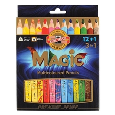 Карандаши цветные KOH-I-NOOR Magic, трехгранные, грифель 5,6 мм, с многоцветным грифелем, 13 шт (181009) Magic, трехгранные, грифель 5,6 мм, с многоцветным грифелем, 13 шт (181009)