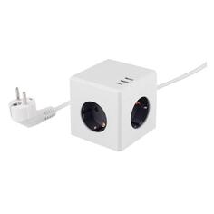 Удлинитель RocketSocket Cube Lite Extended 3хEuro 16A, 3хUSB 2A+C с блоком 5В/3.1А, 1,5 м, белый/серый (GNS1406) Cube Lite Extended 3хEuro 16A, 3хUSB 2A+C с блоком 5В/3.1А, 1,5 м, белый/серый (GNS1406)