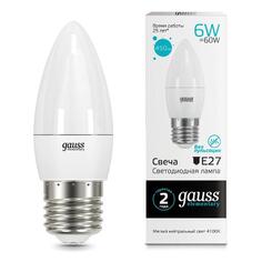 Светодиодная лампа Gauss Elementary "Свеча" 6W 450lm 4100K Е27 LED (33226) Elementary "Свеча" 6W 450lm 4100K Е27 LED (33226)