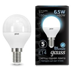 Светодиодная лампа Gauss "Шар" 6,5W 550lm 4100K E14 (105101207) "Шар" 6,5W 550lm 4100K E14 (105101207)