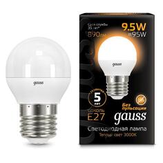 Светодиодная лампа Gauss "Шар" 9,5W 890lm 3000K E27 (105102110) "Шар" 9,5W 890lm 3000K E27 (105102110)
