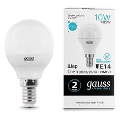 Светодиодная лампа Gauss Elementary "Шар" 10W 730lm 4100K Е14 LED (53120) Elementary "Шар" 10W 730lm 4100K Е14 LED (53120)