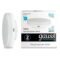 Светодиодная лампа Gauss Elementary GX53 6W 460lm 4100K LED (83826) Elementary GX53 6W 460lm 4100K LED (83826)