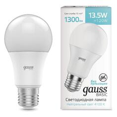 Светодиодная лампа Gauss Basic A60 13,5W 1300lm 4100K Е27 LED (1023224) Basic A60 13,5W 1300lm 4100K Е27 LED (1023224)