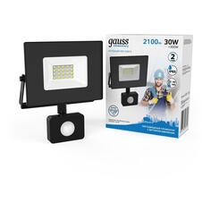 Светодиодный прожектор Gauss Elementary-S 30W 2100lm 6500К 175-265V IP65 с датчиком движения, черный (628511330) Elementary-S 30W 2100lm 6500К 175-265V IP65 с датчиком движения, черный (628511330)