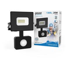 Светодиодный прожектор Gauss Elementary-S 20W 1300lm 6500К 175-265V IP65 с датчиком движения, черный (628511320) Elementary-S 20W 1300lm 6500К 175-265V IP65 с датчиком движения, черный (628511320)