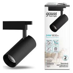 Светильник трековый Gauss цилиндр, 24W 1830lm 4000K 180-240V IP20, 65х210 мм, угол 24 градуса LED, черный (TR071) цилиндр, 24W 1830lm 4000K 180-240V IP20, 65х210 мм, угол 24 градуса LED, черный (TR071)