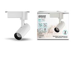 Светильник трековый Gauss цилиндр, 8W 750lm 4000K 180-220V IP20, 45х155 мм, линза 36 градусов LED, белый (TR077) цилиндр, 8W 750lm 4000K 180-220V IP20, 45х155 мм, линза 36 градусов LED, белый (TR077)