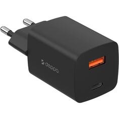 Сетевое зарядное устройство Deppa USB-A + USB-C, PD 3.0, QC 3.0, 45W, GaN, черное (11436) USB-A + USB-C, PD 3.0, QC 3.0, 45W, GaN, черное (11436)