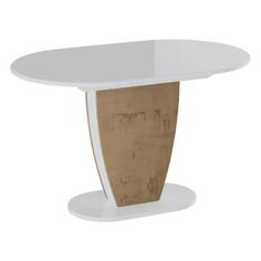 Обеденный стол Трия "Монреаль", 75х130х80 см, белый глянец/бунратти "Монреаль", 75х130х80 см, белый глянец/бунратти