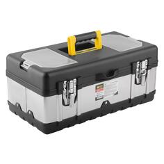 Ящик для инструментов FIT пластиковый, 18", 450х250х195 мм, замки и стенки нержавеющая сталь (65595) пластиковый, 18", 450х250х195 мм, замки и стенки нержавеющая сталь (65595)