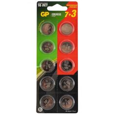 Батарейки GP CR2032-7/3-2CR10, 10 шт CR2032-7/3-2CR10, 10 шт