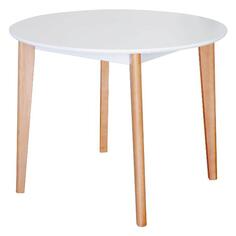 Обеденный стол Skyland Lykke TR-100, 100х100х75 см, белый/бук (00-07149520) Lykke TR-100, 100х100х75 см, белый/бук (00-07149520)