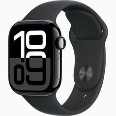 Смарт-часы Apple Watch Series 10 46mm Jet Black Aluminum Case with Black Sport Band, размер S/M Watch Series 10 46mm Jet Black Aluminum Case with Black Sport Band, размер S/M