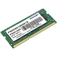 Память SO-DIMM DDR3 Patriot 4Gb 1600MHz (PSD34G160081S) Патриот