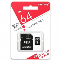 Карта памяти SmartBuy micro SDXC 64Gb Class 10 UHS-I + ADP