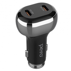 Автомобильное зарядное устройство PERO AC06 USB-C PD + USB-C PD, 50W, черное ПЕРО