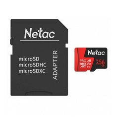 Карта памяти Netac microSDHC P500 Pro 256GB (NT02P500PRO-256G-R) с SD адаптером